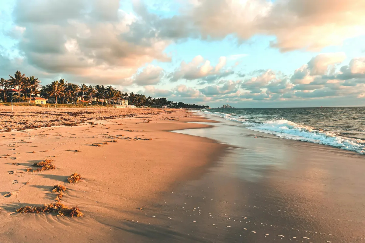 A quiet beach at sunset